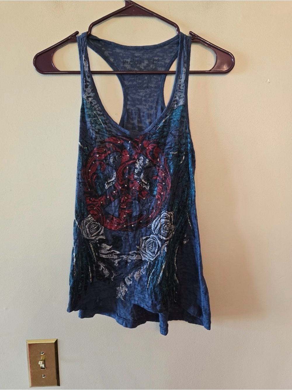 Rocker girl navy blue sheen tank top size medium